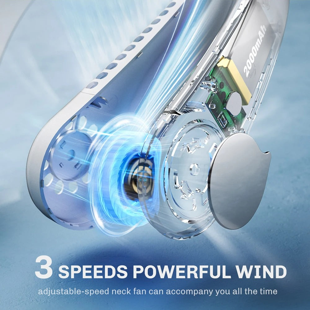 Portable Neck Fan – Bladeless, Wireless & Rechargeable USB Mini Fan for Hands-Free Cooling