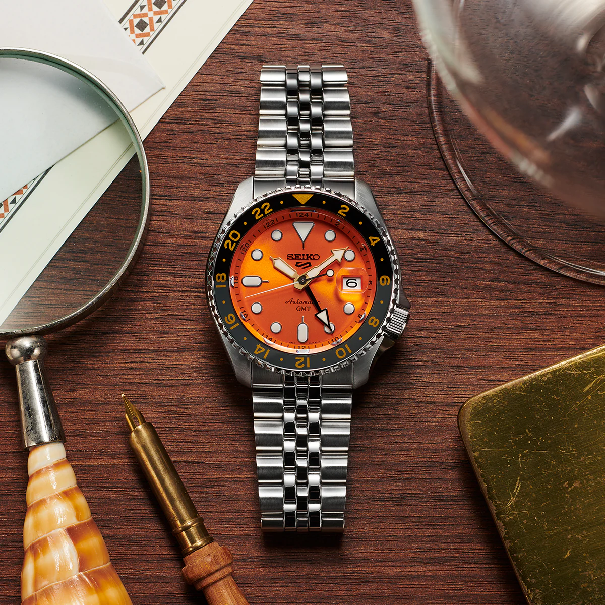 Seiko 5 Sports GMT "Mikan Orange" SKX Re-Interpretation Men's Automatic Watch – SSK005