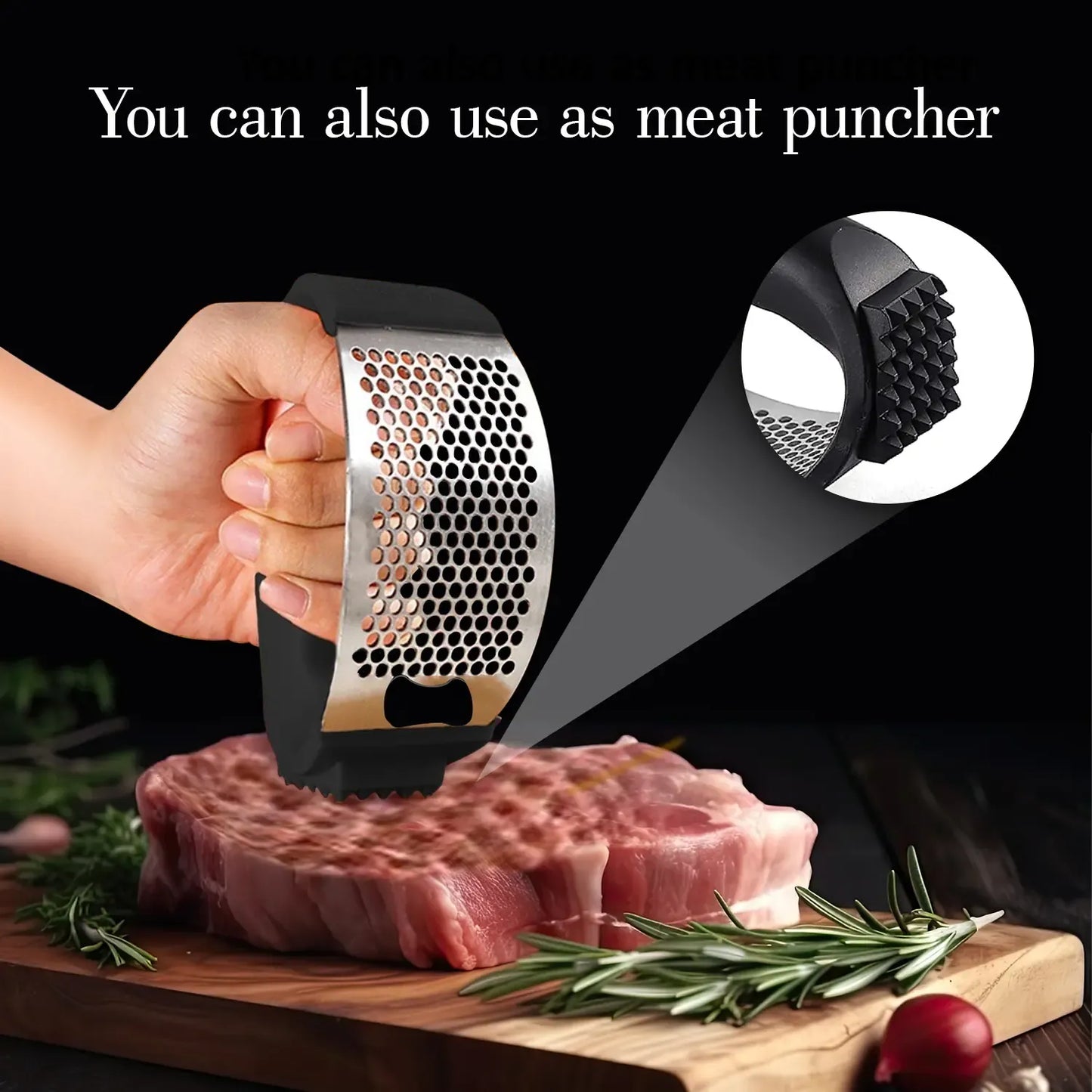 Stainless Steel Garlic Crusher, Garlic Grinder, Hand Held Garlic Press