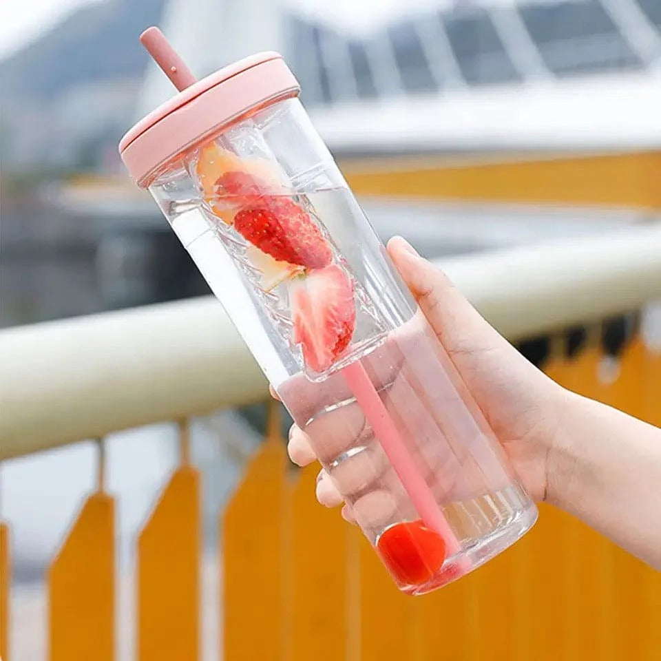 Acrylic Infusing Water Bottle - 700ml Portable Plastic Infuser Bottle for Flavorful Hydration